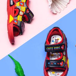 KATS Rabbit Detailed Velcro Closure Musical Sandals  -  Red-image-33