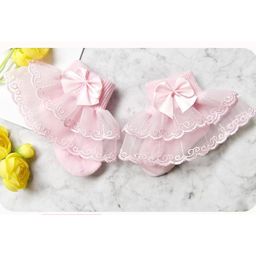 Flaunt Chic Cotton Lace And Bow Detailed Socks - Pink-image-71