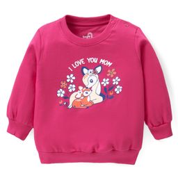 Doodle Poodle 100% Cotton Light WeightLooper Knit Full Sleeves Sweatshirt with Deer Print - Dark Pink-image-62