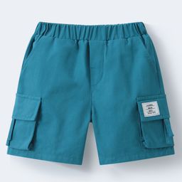 Mark & Mia Cotton Shorts With Text Patch - Teal Blue-image-43