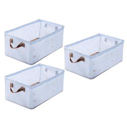House of Quirk Durable Linen Closet Organizers and Foldable Storage Baskets Rectangle Storage Boxes for Pants Shirt Sweaters Bra Panty Socks- Pack of 3 (Blue Duck)-image-61