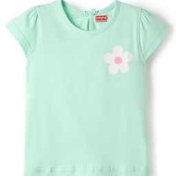 Babyhug Cotton Knit Half Sleeves T-Shirt with Floral Print - Sea Green-image-65