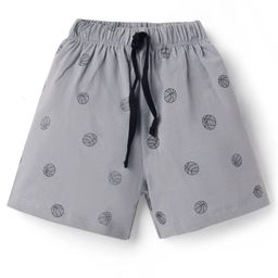Pink Rabbit Single Jersey Kint Above Knee Length Shorts with Football Print - Grey-image-91