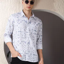Canary London Men Smart Fit Abstract Printed Spread Collar Cotton Casual Shirt-picture-36