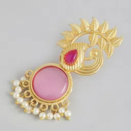 Anouk Gold Plated Beaded Peacock Shaped Drop Earrings image 3