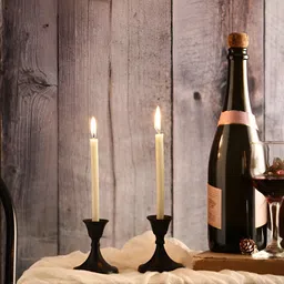 VoiDrop 2 Pieces Black Aluminium Candle Holder-21