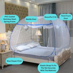 classic mosquito nets Classic Mosquito Net for Double Bed Supreme King Size Bed,Strong 30GSM Polyester Net - Blue image 2