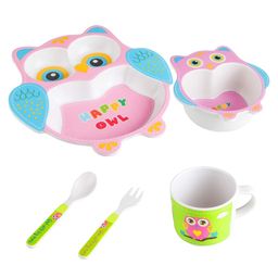 ARCADE TOYS Owl Shape Bamboo Dinnerware Set for Kids(Set of 5) - Multicolour image 2