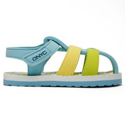 ONYC Striped & Frogs Designed Colour Blocked Sandals With Velcro Closure - Multi Colour image 3
