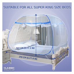 classic mosquito nets Classic Mosquito Net for Double Bed Supreme King Size Bed,Strong 30GSM Polyester Net - Blue image 3