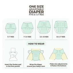 Tiny Tycoonz Pack of 4 Reusable and Washable Diapers with 4 Microfiber extra absorvent seven layers Inserts - Multicolor image 4