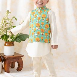 Tiber Taber Boy Green Kathakali 3 Pc Bundi Set-51