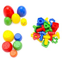 Little Fingers 3 in 1 Nut & Bolts  Stack-O-Barrel Catch e Eggs Combo Multicolour - 36 Pieces image 5