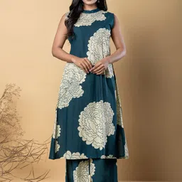 Readiprint Floral Printed Sleeveless Cotton A-Line Kurta With Palazzos-image-63