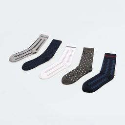 max Men Pack Of 5 Patterned Calf Length Socks-36