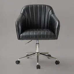 nestroots Black & Silver-Toned Regency Style Home Office Chair With Wheels-15