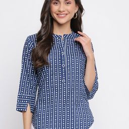 INDIAN KNOTS Polka Dot Printed Pure Cotton Kurti-image-18