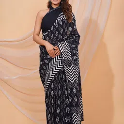 Shivanya Handicrafts Floral Pure Cotton Block Print Saree-image-66