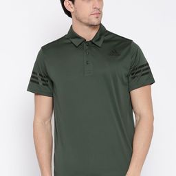 ADIDAS Men Olive Green Climacool Solid Polo Collar T-shirt-image-101