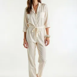 DEHMAN Lapel Collar Pure Silk Shirt With Pyjama-image-85