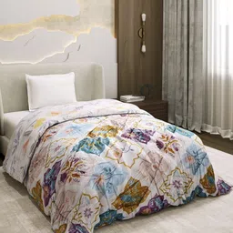Monte Carlo Off White & Blue Ethnic Motifs AC Room 120 GSM Single Bed Comforter-picture-13