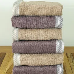 Myntra Elegant Homes 6Pcs Beige & Brown Organic Bamboo 550 GSM Face Towels-image-45