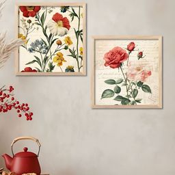 WALLLANE Brown & Pink 2 Pieces Wooden Floral & Botanical Wall Art-image-67
