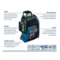 BOSCH GLL 3-60XG Laser Measurement Tool Professional-Grade 3x360° Green Line Laser Level With Self-Leveling and Long-Range Accuracy For Construction Remodeling and Accurate Line Laser Level for Professional Use - RS6917BOSCH GLL 3-60XG Laser Measurement Tool Professional-Grade 3x360° Green Line Laser Level With Self-Leveling and Long-Range Accuracy For Construction Remodeling and Accurate Line Laser Level for Professional Use - RS6917 image 5