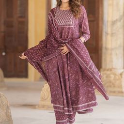 KALINI Women Floral Embroidered Regular Gotta Patti Pure Cotton Kurta with Trousers & With Dupatta-picture-16