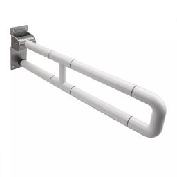 Goeka U-Grab Bar Handle 61x1x7.8 cm White Polished Finish Stainless Steel & ABS for Shower, Toilet & Bedside-18
