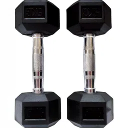 HackerX 2-Pcs Fixed Weight Hexagonal Rubber Dumbbell 5 kg-16