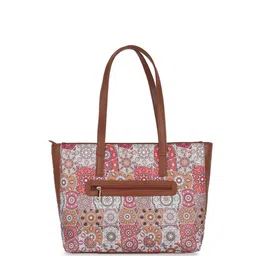 Nicoberry Printed Oversized Structured Shoulder Bag with Applique image 4