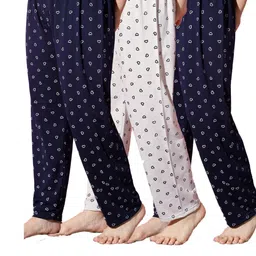 Pack of 3 Women Heart Printed Cotton Comfortable Pyjama/Lounge Pants-image-96