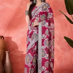 SHADOW & SAINING Floral Zari Banarasi Saree-image-9