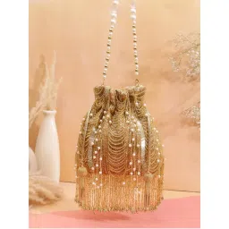 SWISNI Womens Gold Embroidered Potli Bag-picture-43