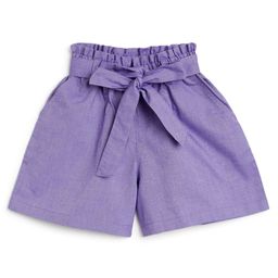 Campana Solid Paperbag Shorts - Purple-image-63