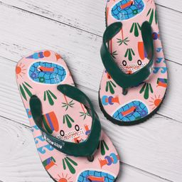 Pine Kids Slip On Flip Flops Beach Theme Print - Light Beige-picture-24