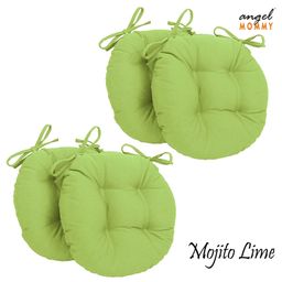 Angel Mommy Ultra Soft Round Twill Dining Chair Sofa Floor Seat & Back Cushions with Ties Set Of 4 - Green-22