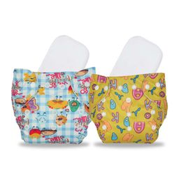 Chinmay Kids Cloth Diaper Cute Prints Freesize Reusable Washable Adjustable Snap Buttons Cloth Diaper For Babies With Wet Free Insert Pads Leak Proof & Dry Feel Pack of 2 - Sky Blue & Yellow-2