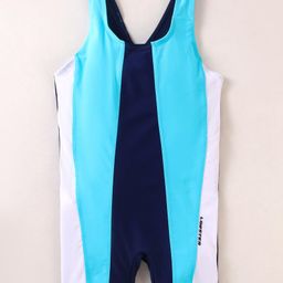 Lobster Sleeveless Legged Solid Color Swimsuit - Blue & White-picture-13