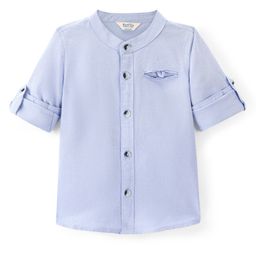 Bonfino 100% Cotton Woven Full Sleeves Solid Mandarin Collar Shirts -Blue-picture-5