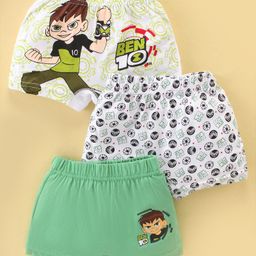 Bodycare Cotton Knit Briefs With Ben 10 Print Pack Of 3 - Green & White-26