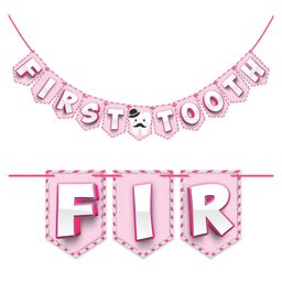 Wobbox First Tooth Banner, I Got My First Tooth Banner, I Got My First Tooth Decoration Items Pink-Pack Of 1-4