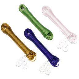 Kuber Industries Cloth Drying Rope  PVC Coated Laundry Line Rope  Laundry Clothesline  Cloth Drying Wire Rope with 2 Hooks  Clothes Drying Line  20 MTR  Pack of 4  Multicolor-picture-11