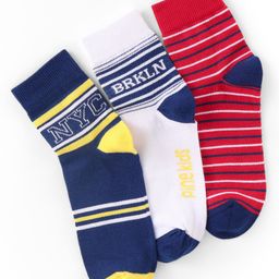 Pine Kids Nylon Spandex Ankle Length Socks Text Print Pack of 3 -  Multicolor-image-88