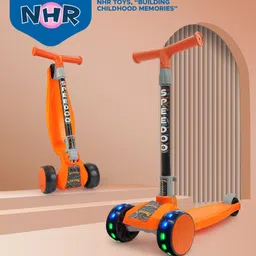NHR 3 Leval Adjustable Height Smart Kick Scooter With LED Light Up Wheels | Foldable Scooter With Non Slip Deck Plate & Brakes | Kick Scooter For Kids 6+ Year-picture-23