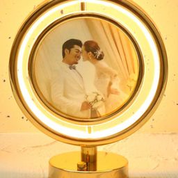 The Procure Store Rotatable Round Frame with Led light and Mirror- Golden-14