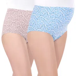 Bella Mama Cotton Elastane High Coverage Panties Pack of 2 (Color & Print May Vary)-picture-41