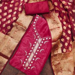KALINI Embroidered Pure Silk Unstitched Dress Material-image-94