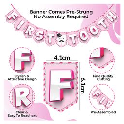 Wobbox First Tooth Banner, I Got My First Tooth Banner, I Got My First Tooth Decoration Items Pink-Pack Of 1 image 2
